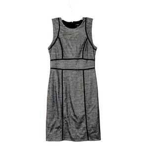 Ann Taylor Black Grey Herringbone Wool Blend Dress 6